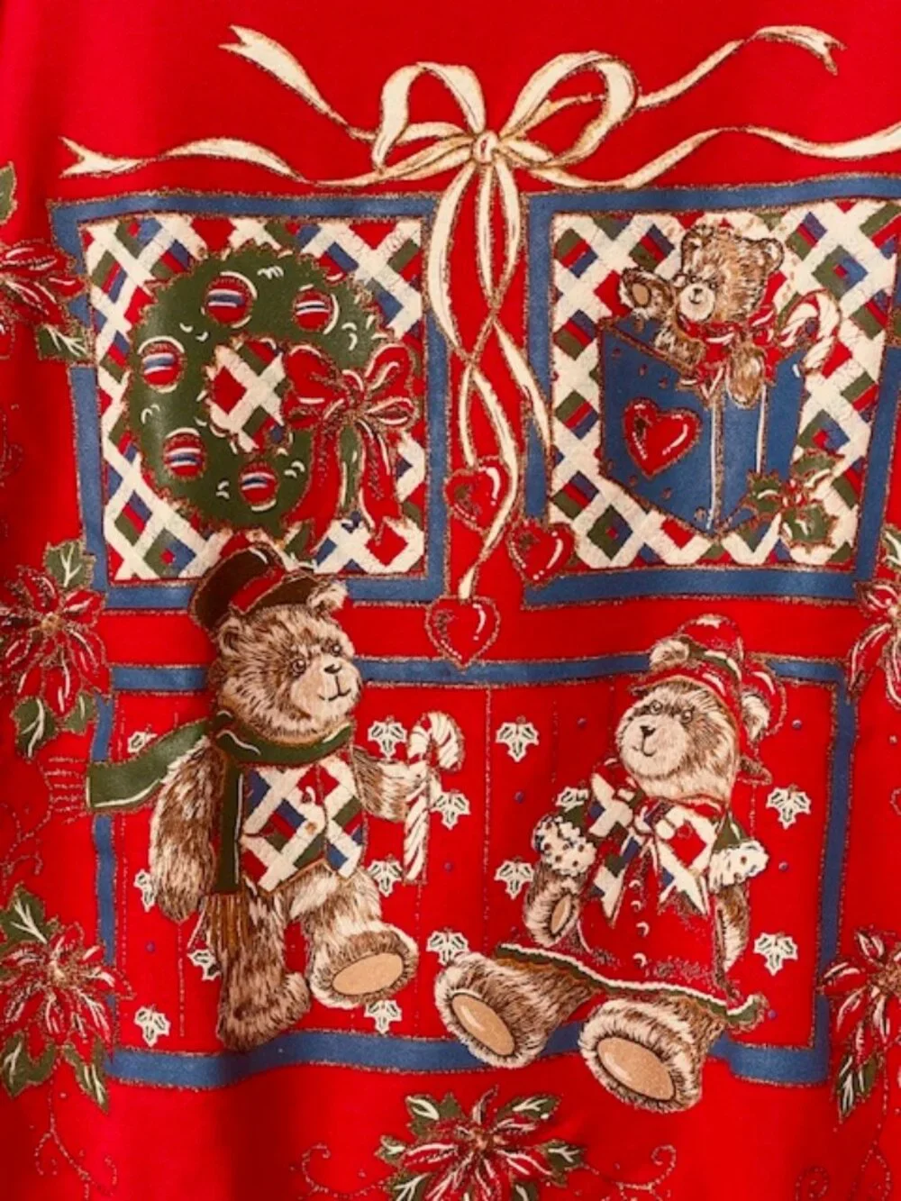 Vintage 80's Christmas Sweatshirt Teddy Bears Retro Kidcore Puff Paint M/L